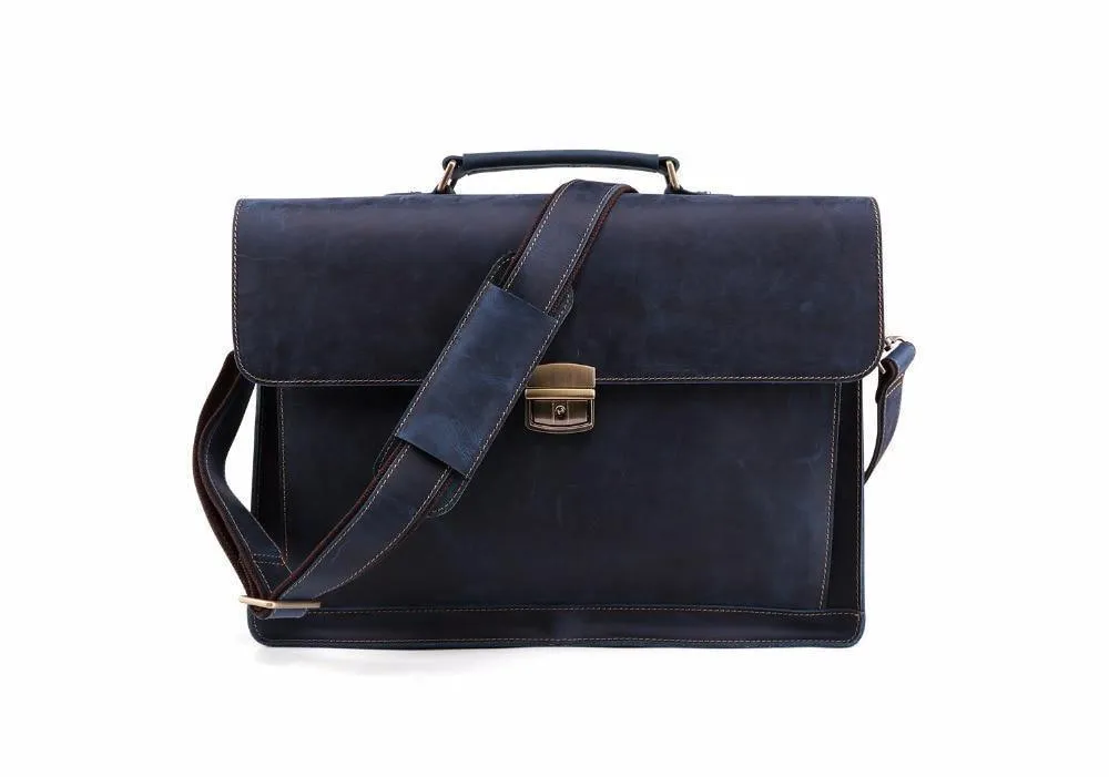 Stylish Leather Mens Briefcase Vintage Messenger Shoulder