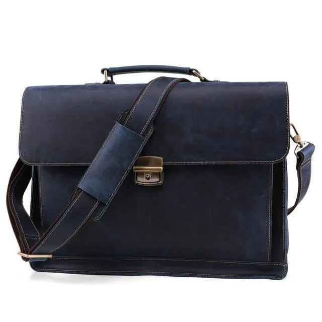 Stylish Leather Mens Briefcase Vintage Messenger Shoulder