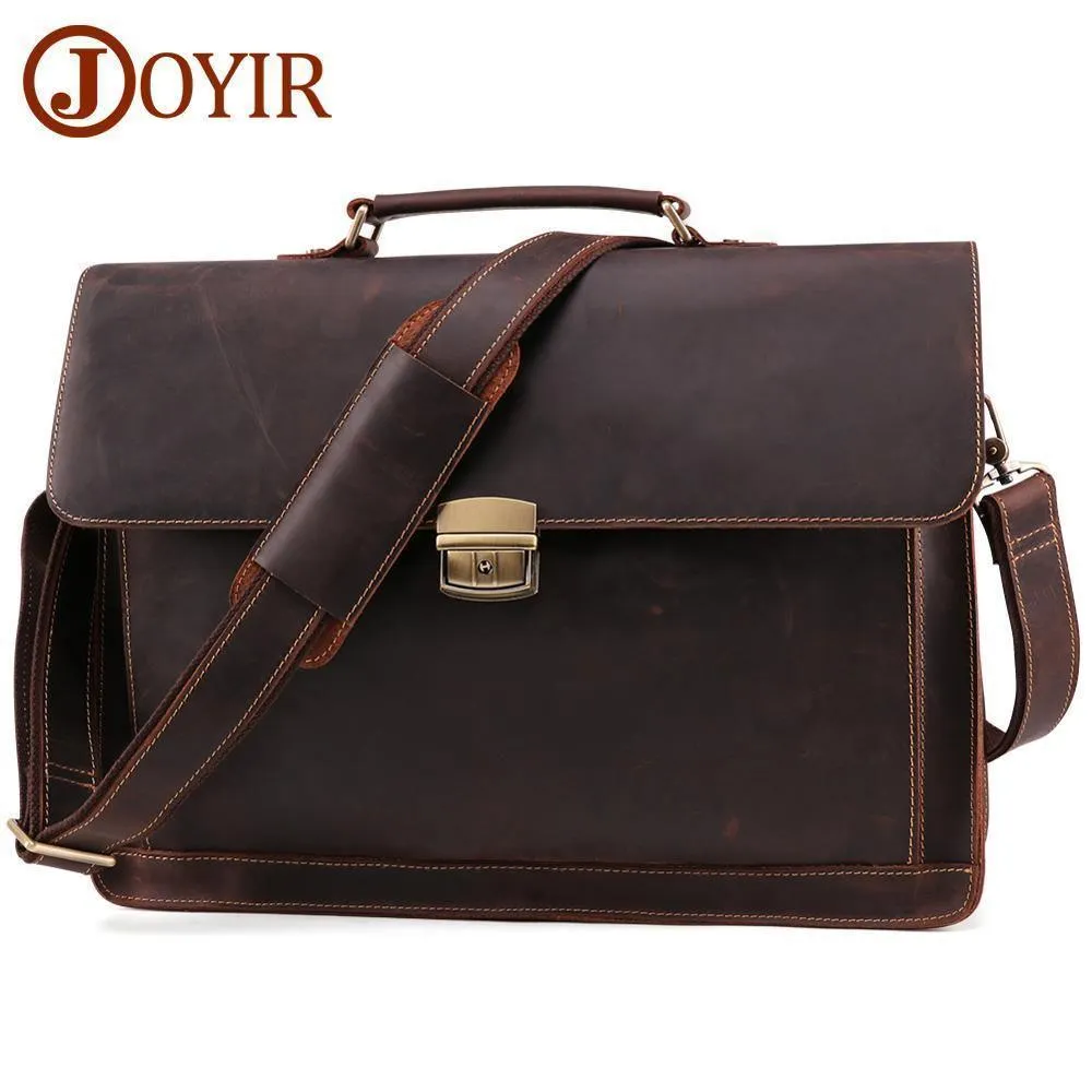 Stylish Leather Mens Briefcase Vintage Messenger Shoulder