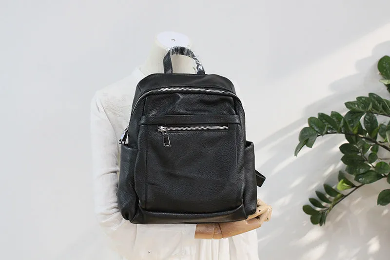 Stylish Womens Black Leather Backpack Bags Purse Trendy Backpacks for Womens