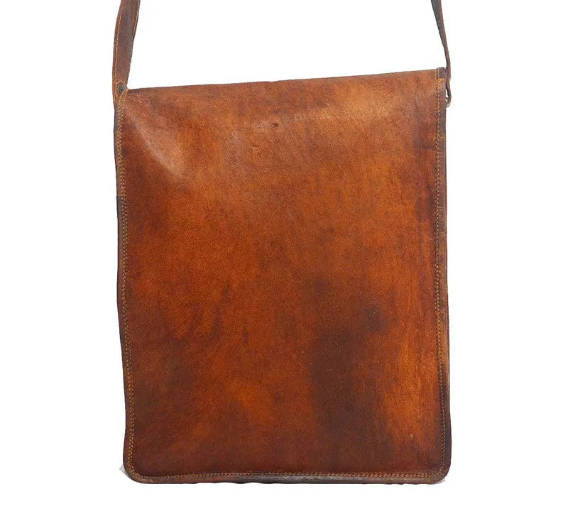 Tall Leather Messenger Bag