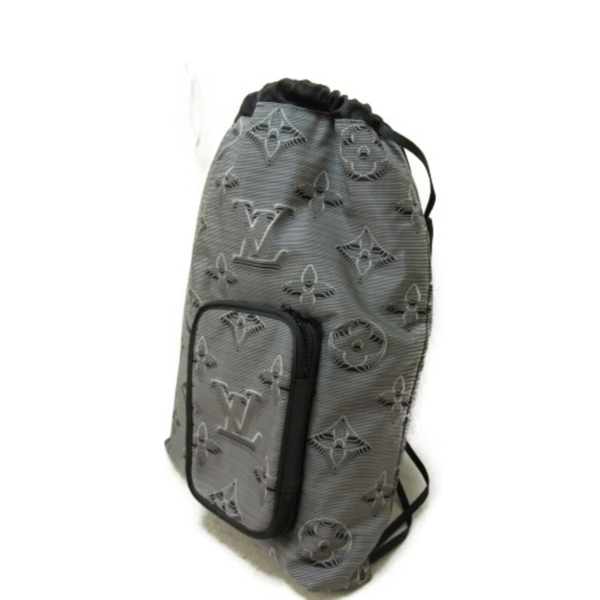 Trendy Inspired Louis Vuitton Drawstring Backpack Gray Textile [embossed Monogram Material] M44940