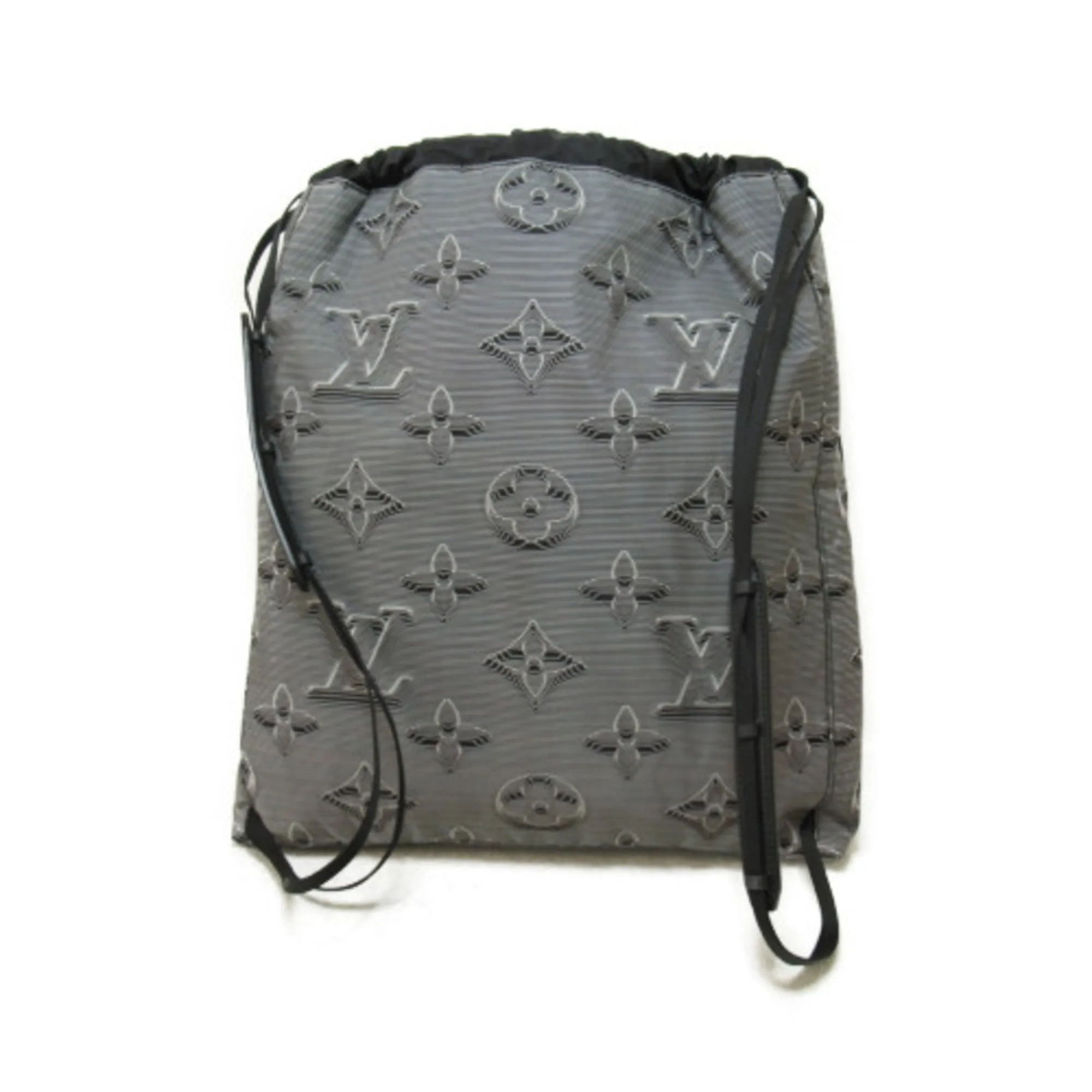 Trendy Inspired Louis Vuitton Drawstring Backpack Gray Textile [embossed Monogram Material] M44940