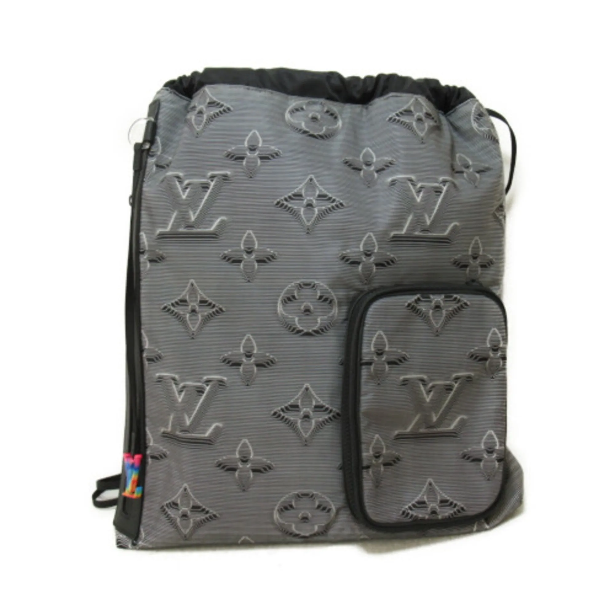 Trendy Inspired Louis Vuitton Drawstring Backpack Gray Textile [embossed Monogram Material] M44940