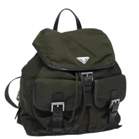 Trendy Inspired Prada Backpack Nylon Khaki Auth 78806