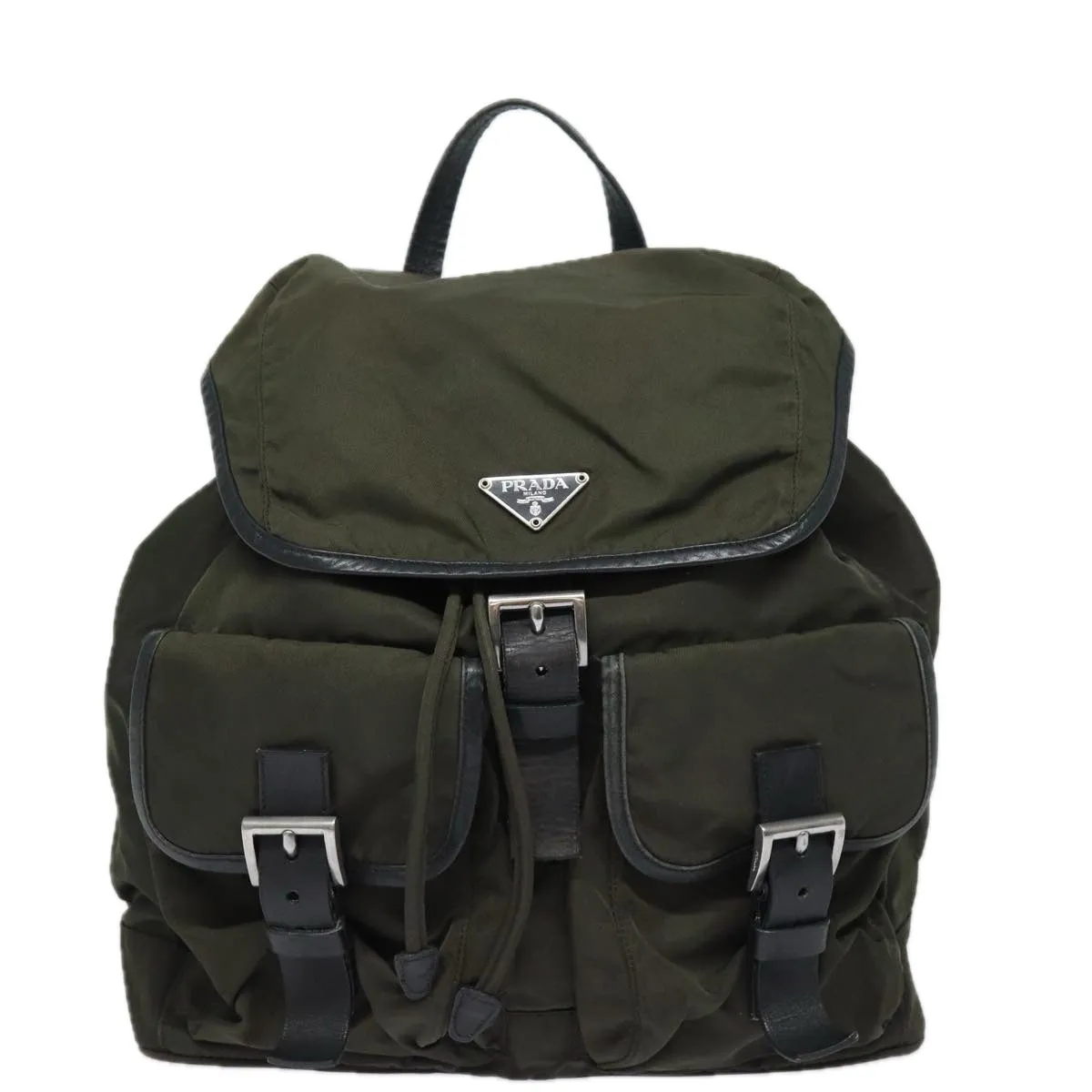 Trendy Inspired Prada Backpack Nylon Khaki Auth 78806