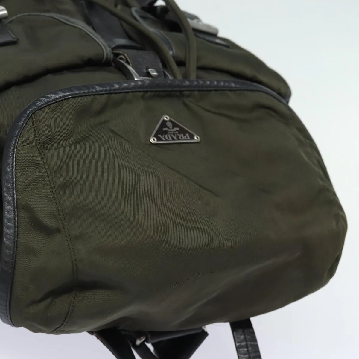 Trendy Inspired Prada Backpack Nylon Khaki Auth 78806