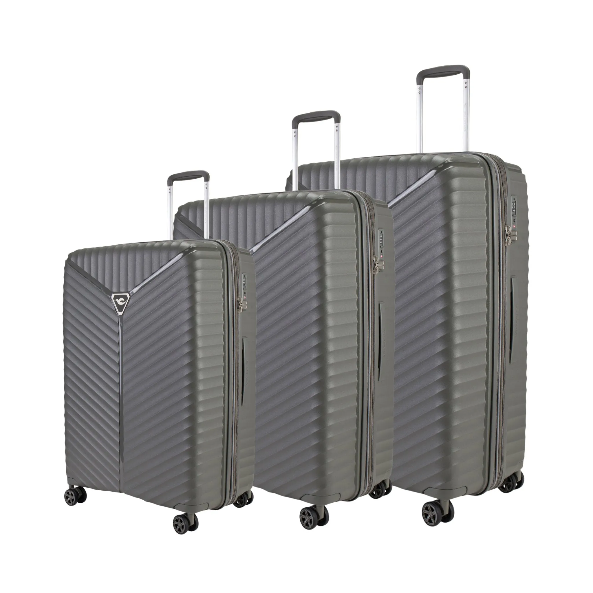 Turin Suitcase Set of 3   Beauty Case - Feather Grey