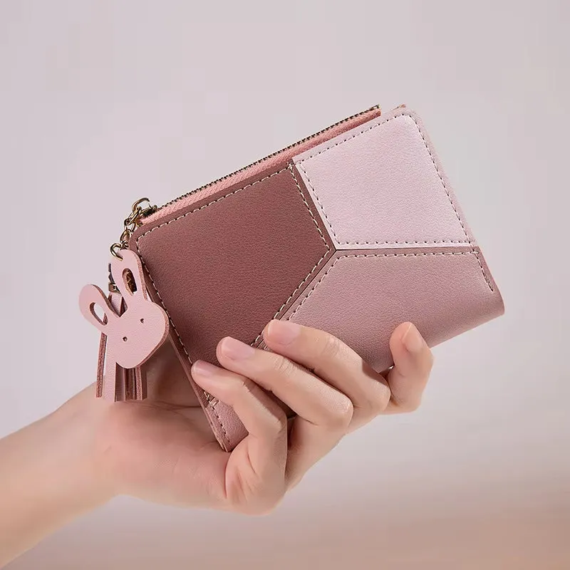 Women'S Wallet PU Leather Women'S Wallet Made of Leather Women Purses Card Holder Foldable Portable Lady Coin Purses